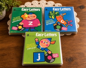 Vintage 1969 Easy Letters Records Sets for preschool education, 33 1/3 LP