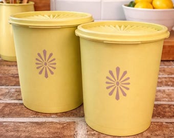 Set of 2 1970s Vintage Tupperware Servalier Stacking Canisters in