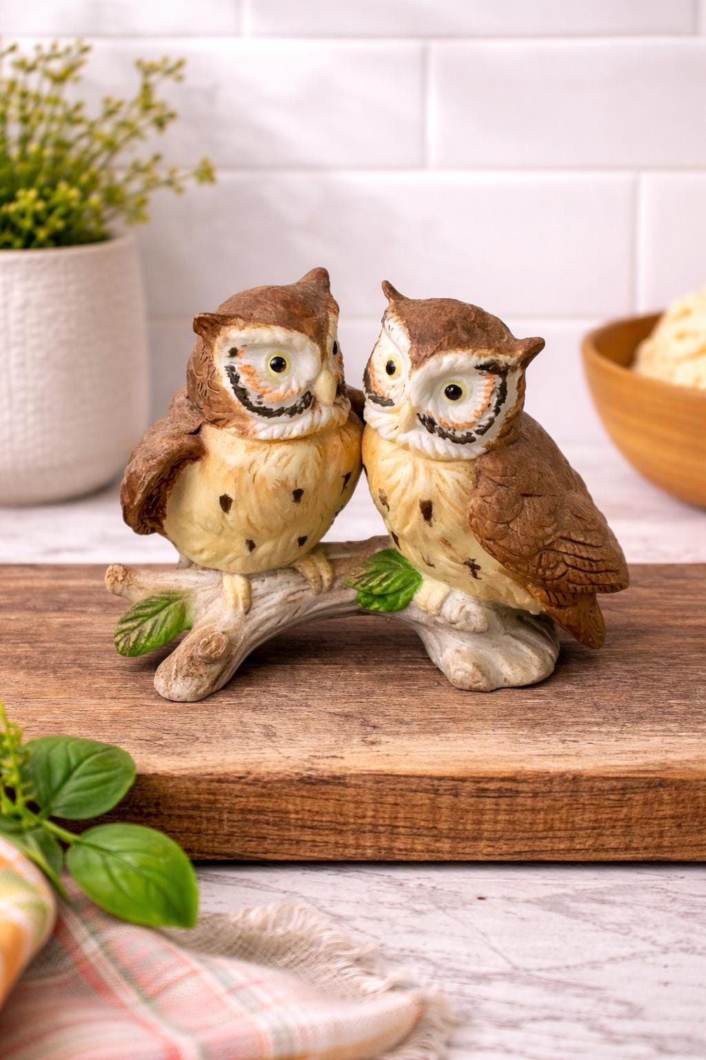 Mid-Century Lefton Porcelain Owl Figurine - Made in Japan