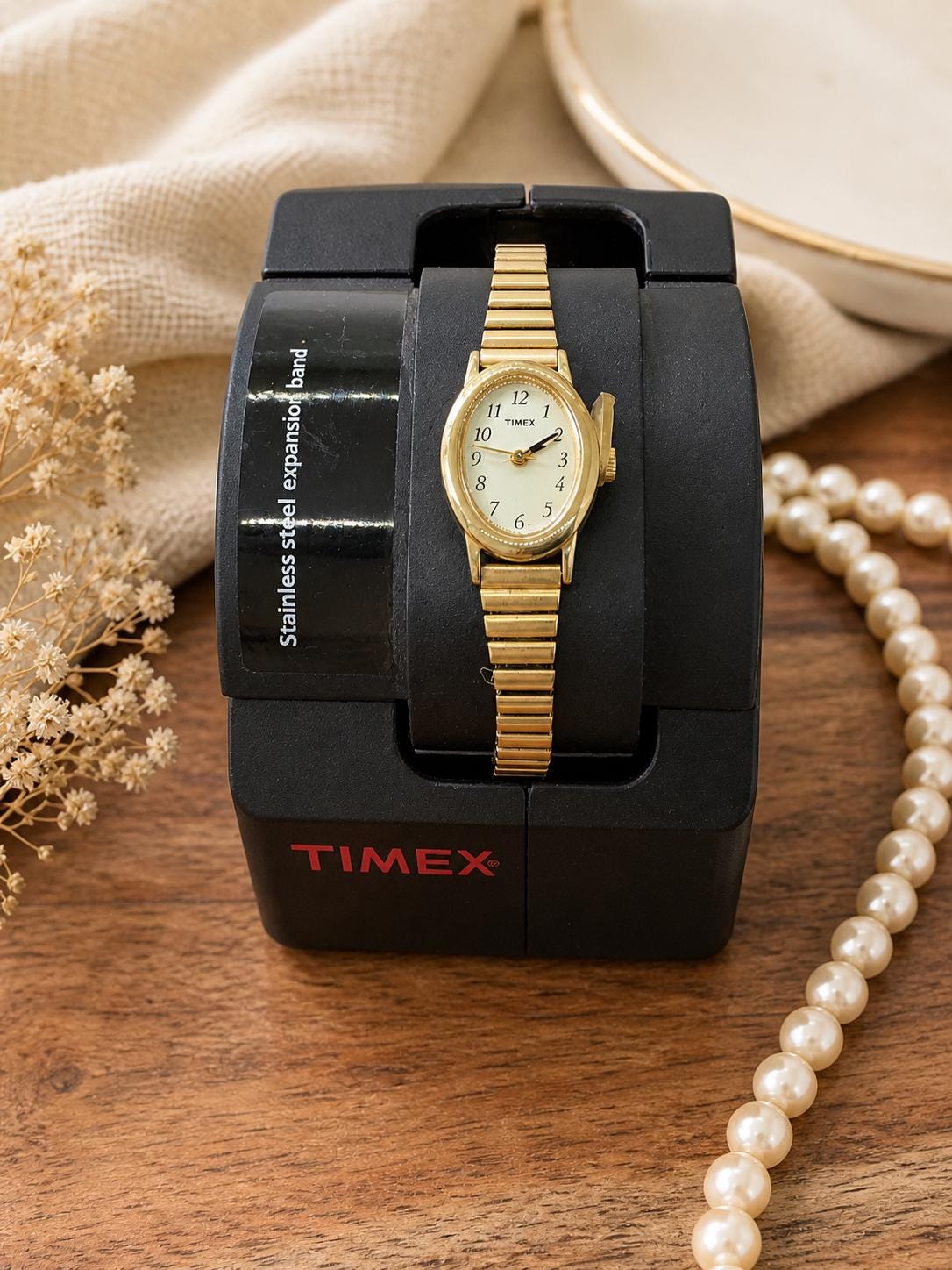 Gold Stretch Timex Watch - Etsy display picture 1