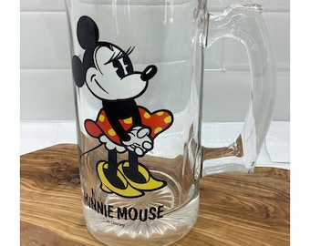 Vintage Disney Minnie Mouse Glass Mugs, Barware, Disney Collectable,