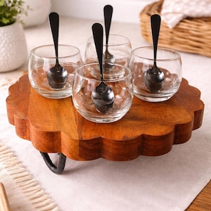 Vintage Pier One Tasting Bowls: Dessert Cups with Spoons, Elegant Tableware