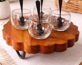 Vintage Pier One Tasting Bowls: Dessert Cups with Spoons, Elegant Tableware