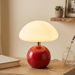 Mushroom Table Lamp Colorful Set of 5 Retro Mid Century Modern Bedside Desk Light Aesthetic Room Decor Gift
