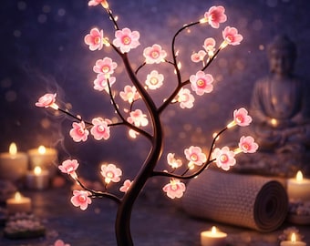 Kirschblüten-Bonsai-Lampe, rosa LED-Feenbaum-Licht, ästhetische Raumdekoration, Sakura-Nachtlicht, romantisches Geschenk für sie, gemütliche Schreibtisch-Deko
