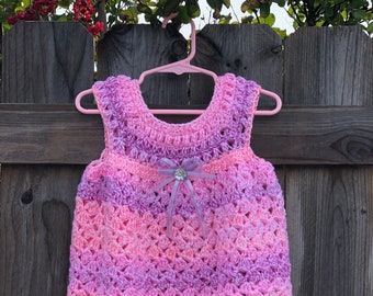 Pink & Purple Baby Crochet Dress