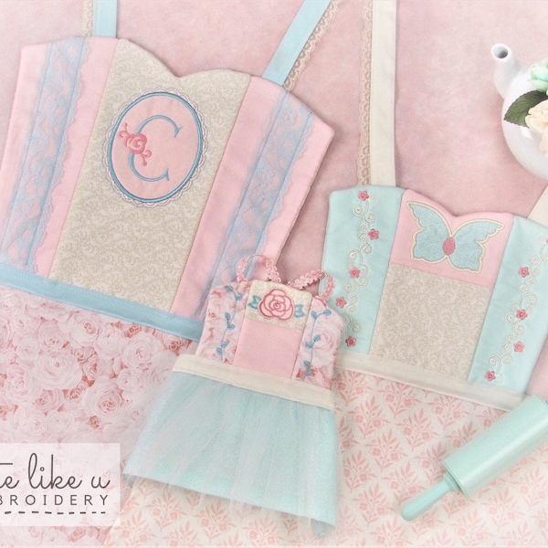 BUNDLE Princess Dress-Up Aprons - Embroidery Project ITH