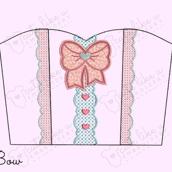 BOW Princess Dress-Up Apron Embroidery Machine Project ITH