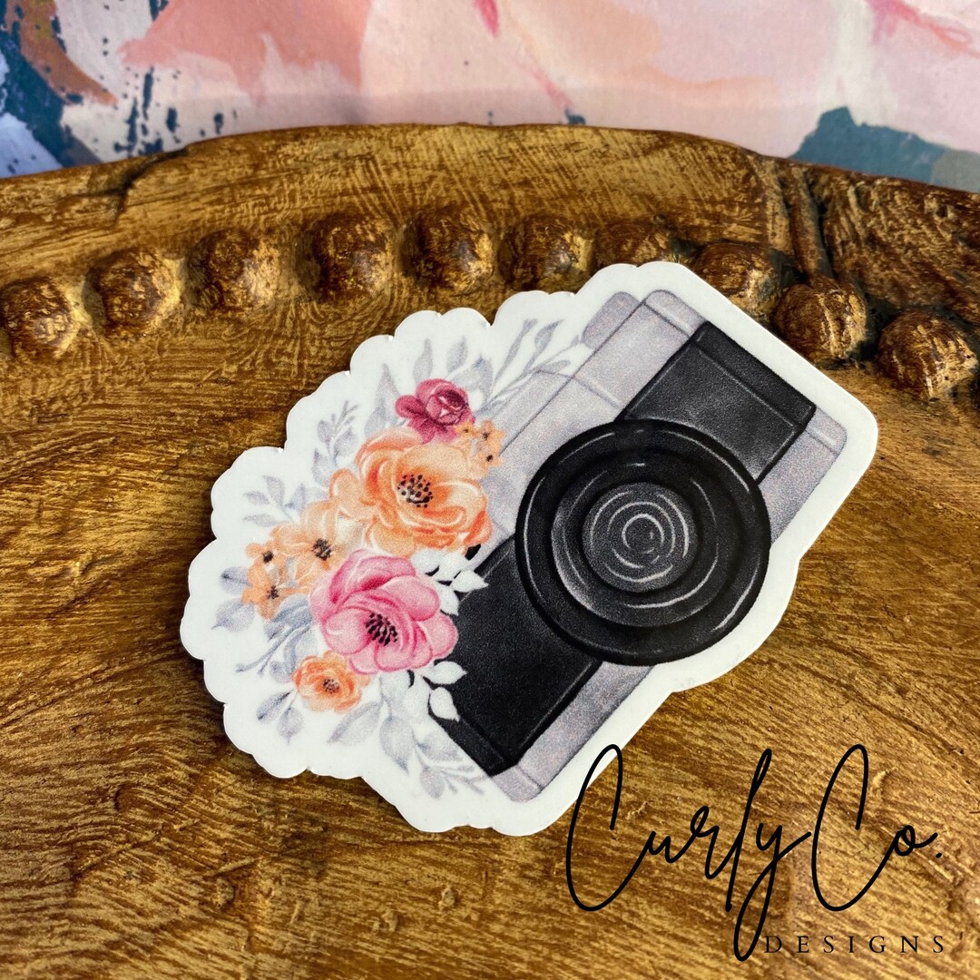 Flowery Camera, Sticker, Laptop Sticker, Water Bottle Sticker, Phone ...