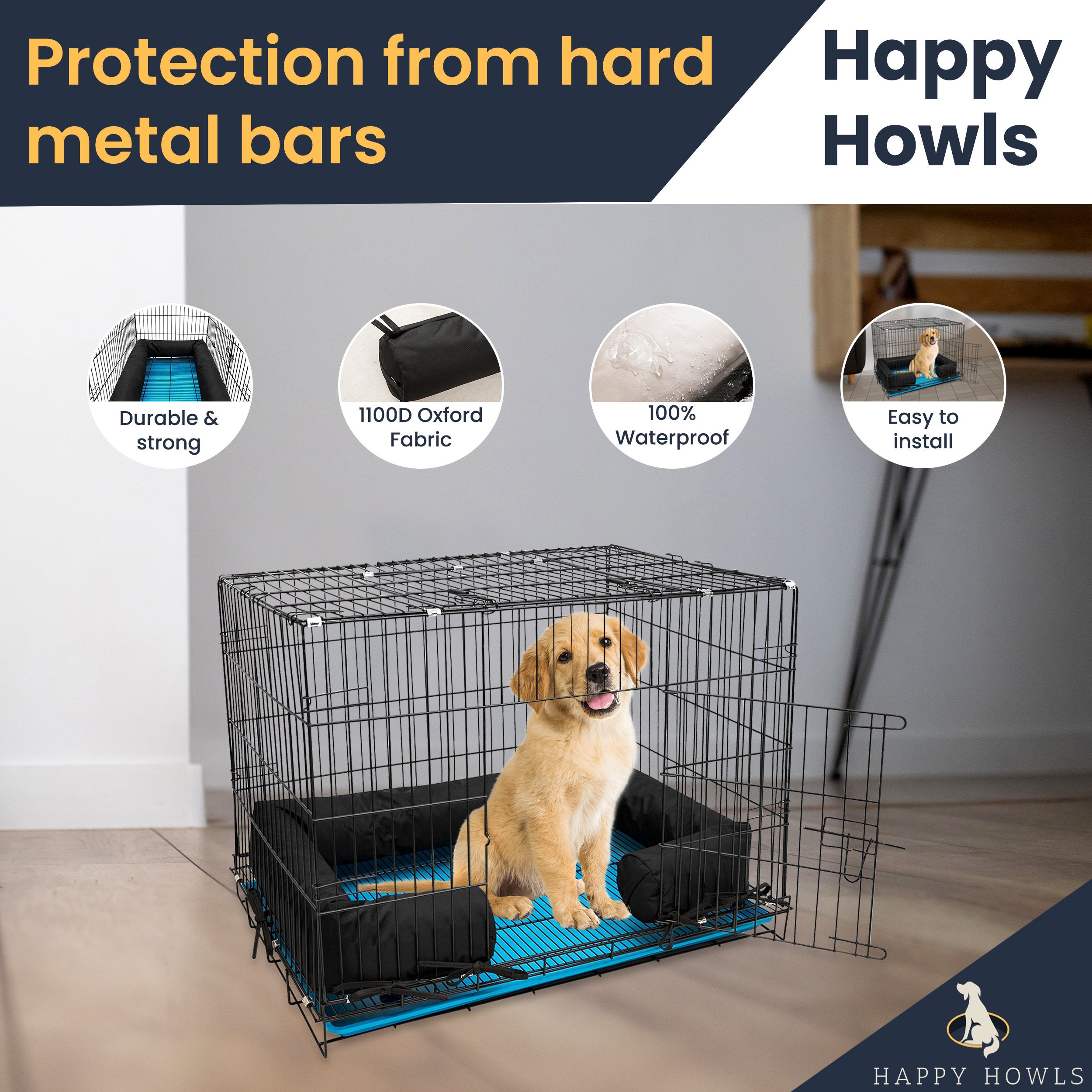 Picture Idea: Waterproof Dog Crate Bumper Heavy Duty Kennel Cushion Washable Puppy