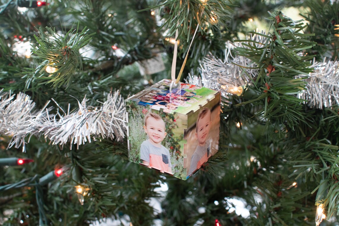 4 Large Photo Christmas Personalized Ornament 4 cube Etsy