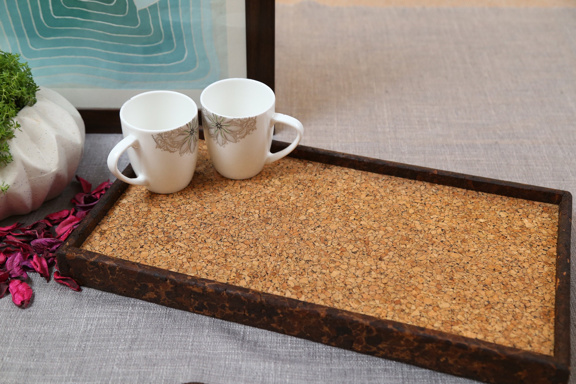Cork Tray Modern Serving Tableware Etsy