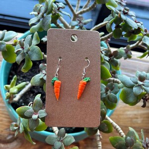 Carrot Earrings – Handmade Polymer Clay Dangle Earrings, Made-to-Order Veggie-Themed Jewelry