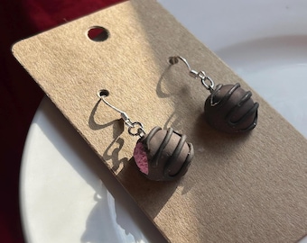 Handmade Polymer Clay Chocolate Truffle Earrings (Made-to-Order) – Sterling Silver-Plated Hooks