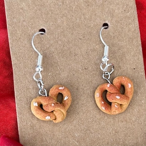 Pretzel Earrings – Handmade Polymer Clay Dangle Earrings, Made-to-Order Pretzel-Themed Jewelry