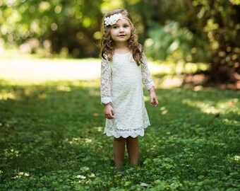 Simply Ivory Lace Flower Girl Dress Rustic Flower Girl - Etsy