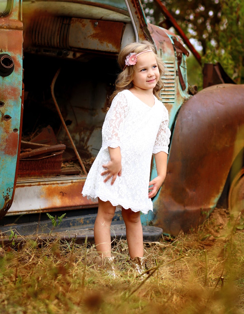 Simply Grace Lace Flower Girl Dress Rustic Flower Girl Etsy
