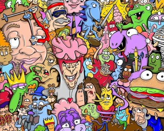 Cartoons Collage - Etsy New Zealand Cartoons Collage - Etsy New Zealand