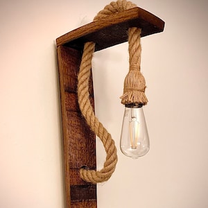 Wooden Wall Sconce - Pendant Light. Made from reclaimed Wine Barrels.
