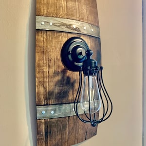 Wood Wall Sconce Lighting - Wine Barrel & Galvanized Steel