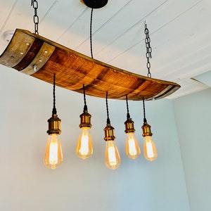 Wine Barrel Stave Chandelier - Made from reclaimed California wine barrels - 100% Recycled and Free Shipping