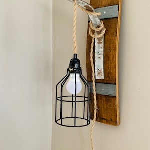 Wooden Wall Sconce - Hardwire or 15 ft plug-in cord - Wine Barrel & Galvanized