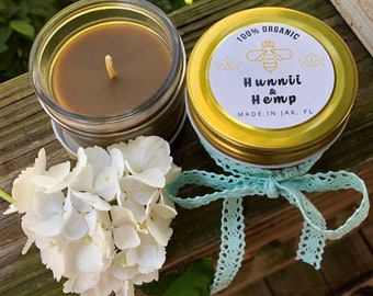 4 oz. lokale bijenwas kaars w/100% biologische hennep Wick