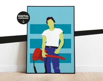 Bruce Springsteen illustration, Printable Poster, original gift for music lovers, home decor, instant download