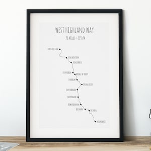 West Highland Way Print - Scotland Print - Scotland Mountains -  Gift for Walkers - Line Art  - Wedding Gift  - Minimalist Wall Art