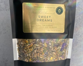 Sweet Dreams Sleep Tea - Organic Herbal Loose Tea Blend - Vegan - Caffeine Free - Hand Blended