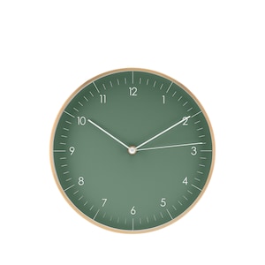 Simple, noiseless wall clock with second hand without ticking, wall decoration, housewarming, high-quality quartz wall clock, olive green & gold