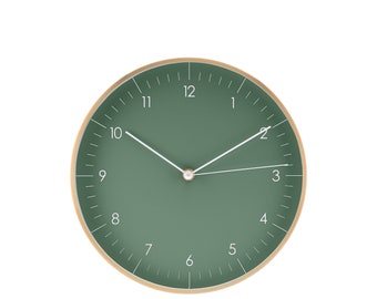 Simple, silent wall clock with a non-ticking second hand, wall decoration, quiet wall clock, high-quality quartz wall clock, olive green & gold