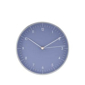 Silent wall clock in Scandinavian design, high-quality quartz movement, easy-to-read dial, kitchen clock, living room clock, light blue, silver