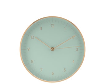 Silent, minimalist wall clock without ticking, quiet wall clock, wall decoration, kitchen clock, high-quality clock movement, mint green and gold