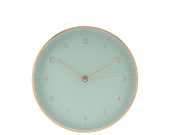 Reloj de pared minimalista silencioso sin tictac, decoración del hogar de segunda mano, regalo de inauguración de la casa, movimiento de alta calidad, verde menta y dorado