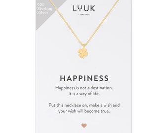 Minimalist sterling silver (925) necklace with clover pendant, modern women's necklace, lucky charm, gift for women, saying card