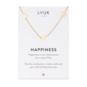 Colar minimalista com lua e estrelas I delicado colar de aço inoxidável com pingente de estrelas I lua I lua crescente I presentear namorada