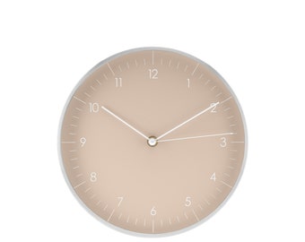 Horloge murale élégante et silencieuse sans tic-tac avec aiguille de l'heure, horloge murale à quartz design moderne, décoration minimaliste, pendaison de crémaillère, crème