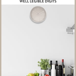 Simple, silent wall clock with time hand, wall decoration, high-quality quartz movement, timeless and modern clock, warm grey image 5