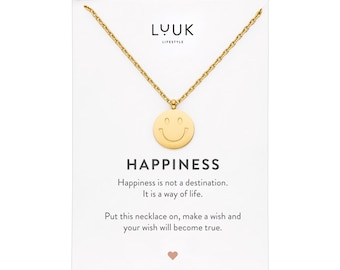 Beautiful friendship necklace with smiley pendant, women's stainless steel necklace with emoji, gift for girlfriend, lucky charm, modern women's jewelry