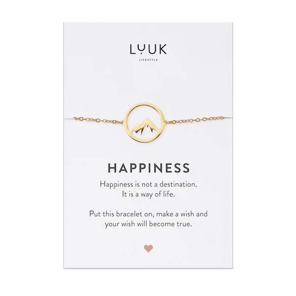 Pulsera de filigrana de acero inoxidable con pico de montaña, colgante de pasión por los viajes, pulsera de amistad individual, tarjeta de dicho, regalo para novia