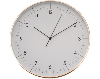 Horloge murale minimaliste et silencieuse sans tic-tac avec aiguille de l'heure, mouvement de haute qualité, cadeau émouvant, décoration moderne, or mat