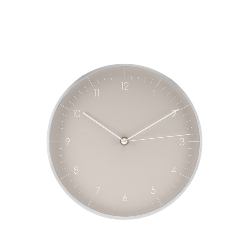 Simple, silent wall clock with time hand, wall decoration, high-quality quartz movement, timeless and modern clock, warm grey image 1