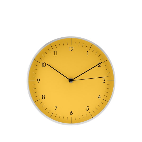 Horloge murale moderne silencieuse sans tic-tac avec seconde main, Design tendance, décoration de salon minimaliste, cadeau en mouvement, jaune