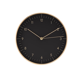 Modern, silent wall clock without ticking with second hand, minimalist decoration, design quartz wall clock, moving gift, black and gold