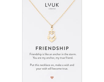 Filigree friendship necklace with heart anchor pendant I anchor necklace I heart anchor necklace I gift for girlfriend I best friends lucky charm