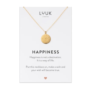 Colar feminino de filigrana com estrelas e pingente de moeda do céu I corrente de placa de aço inoxidável com estrelas I colar de amizade I amuleto da sorte