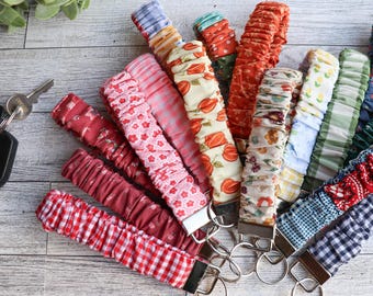Scrunchie Keyfob Wristlet | Fall Summer Spring Floral Key Holder Keychain | Match Your Pup | Car Accessories |