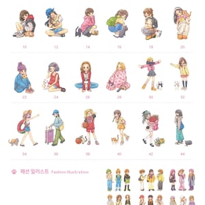 Puede incluir: Una colecci&oacute;n de ilustraciones que presentan a una ni&ntilde;a con un gato. Las ilustraciones son de estilo de dibujos animados y presentan una variedad de escenas, incluyendo a la ni&ntilde;a jugando con el gato, la ni&ntilde;a usando diferentes atuendos y la ni&ntilde;a en diferentes entornos. Las ilustraciones est&aacute;n numeradas del 10 al 50.