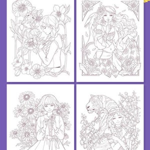 Girls with Flowers Coloring Book Vol.2 | 꽃과 소녀 컬러링북 두번째(마음을 담은 꽃말들) image 3